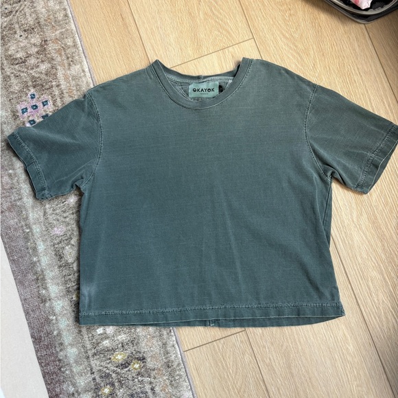 OKAYOK Vintage-Style 100% Cotton Crop T-Shirt - Picture 3 of 5